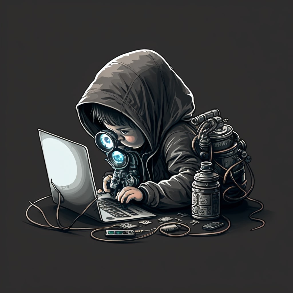 black hoodie kid on computer